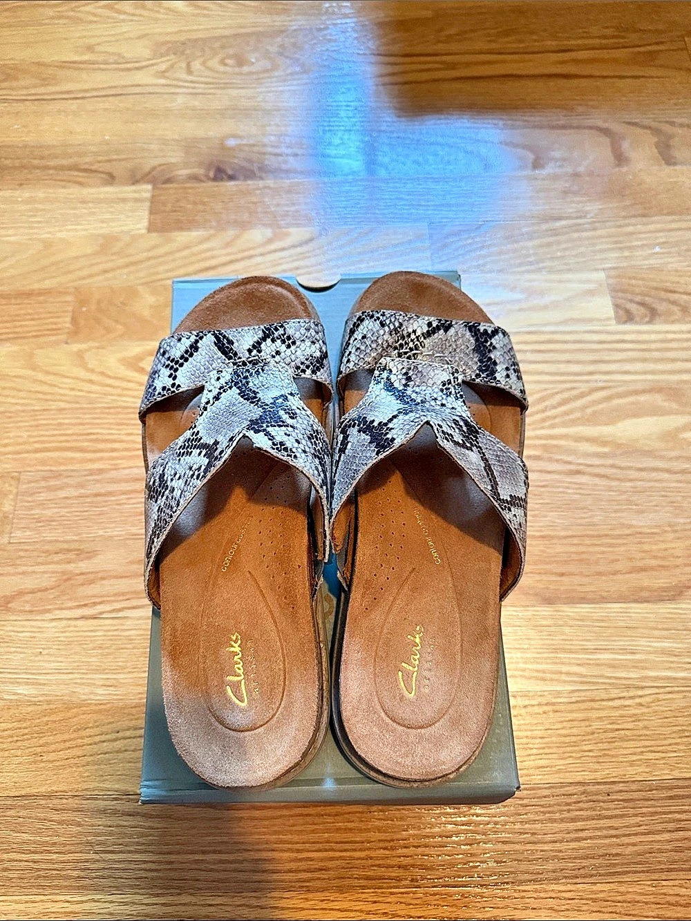 Clarks Annika Walk Snake-Print Sandals in Brown